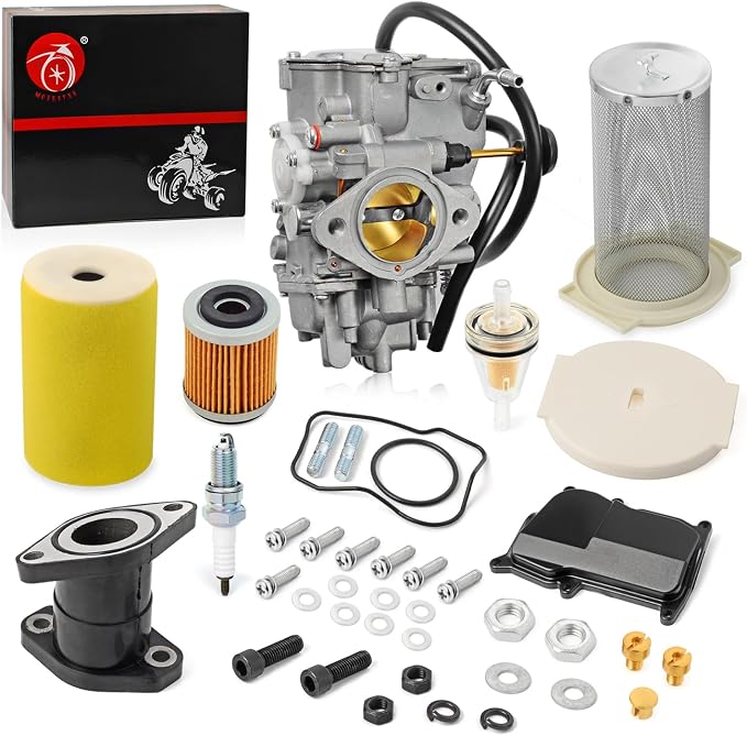 Carburetor Carb and ir Filter & Guide & END CAP Kit Intake Manifold For YAMAHA 1987-1998 Big Bear 350 1987-1995 Moto 4 YFM350ER 1996-1998 Kodiak 400 YFM400FW