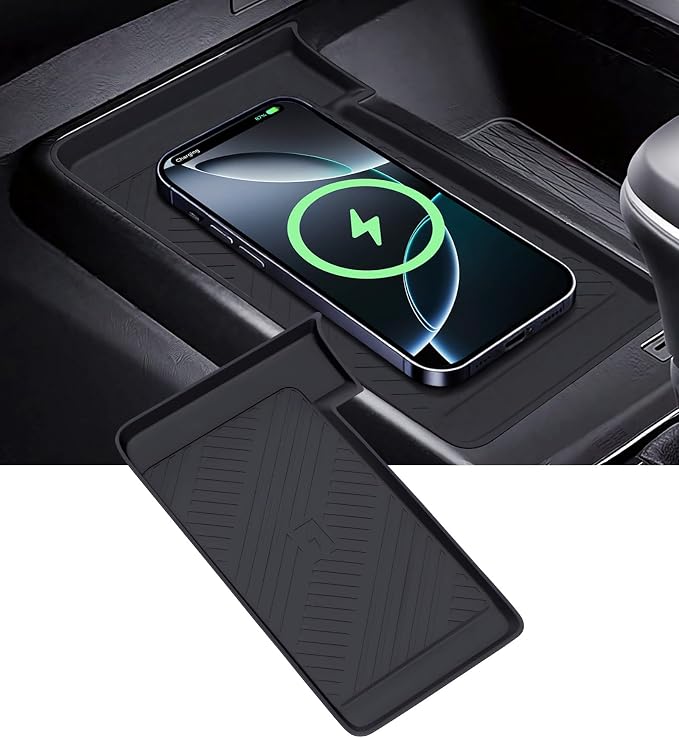 Wireless Charging Protective Mat for Toyota Camry 2026 2025, Center Console Interior Accessories Silicone Anti-Slip Wireless Charger Cover Pad for 2025-2026 Camry, Black