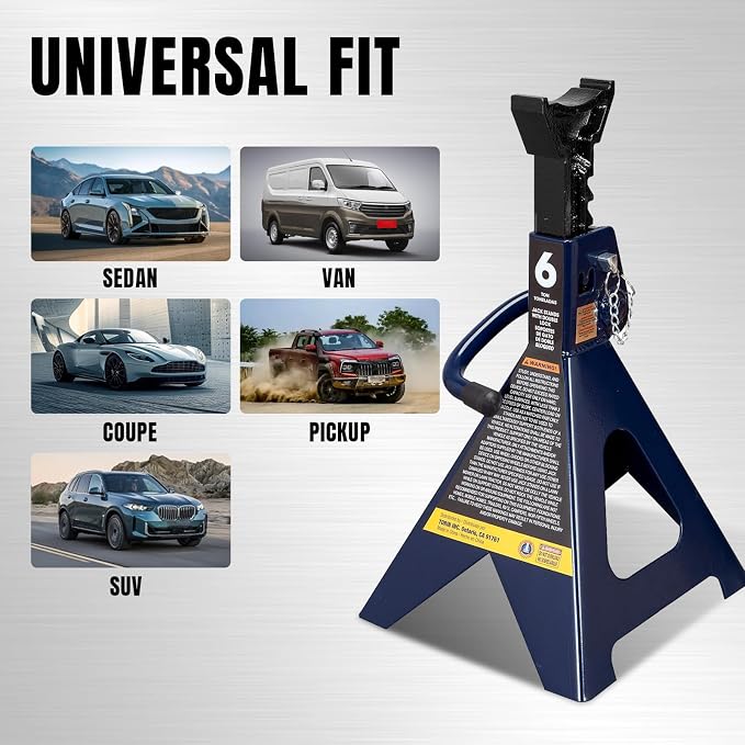 Big RED AT46002AUR Torin Double Locking Steel Jack Stands, 2 Pack, 6 Ton (12,000 lb), Blue