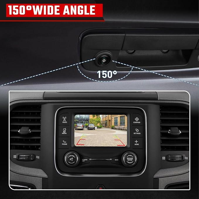 Tailgate Handle Backup Camera Fit for Dodge RAM 1500 2009-2017,Fit for Dodge RAM 2500 3500 2010-2017 Tailgate Reversing Rear View Park Assist Camera RCA Plug Replace# 68084284AB