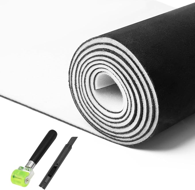 Black Suede Headliner, 120" L × 60" W with Foam Backing, Auto Interior Roof Replacement Material for Car, SUV, Boat, Pickup, Truck, RV, Home Repair/DIY Headliner Fabric