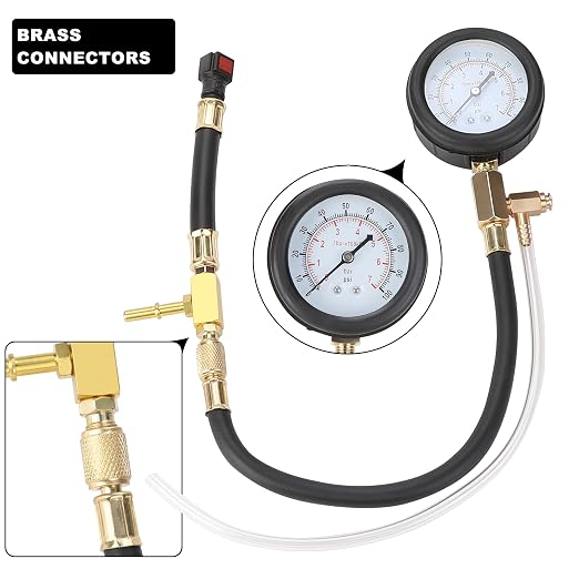 Hromee Fuel Pressure Test Kit 0-100PSI with 9.49,7.89,6.30 Fuel Line Fittings and Quick Connected Hose