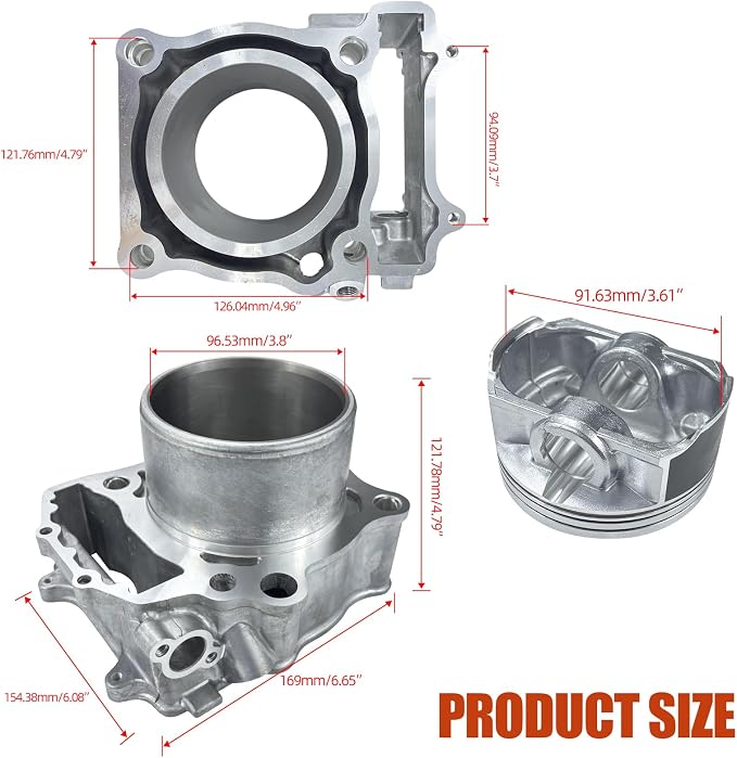 96.6mm Bore Engine Rebuild Kit Cylinder Piston Gasket Top End Kit Compatible with Polaris Sportsman 550 XP X2 EPS 2009-2014 3090202 3090173