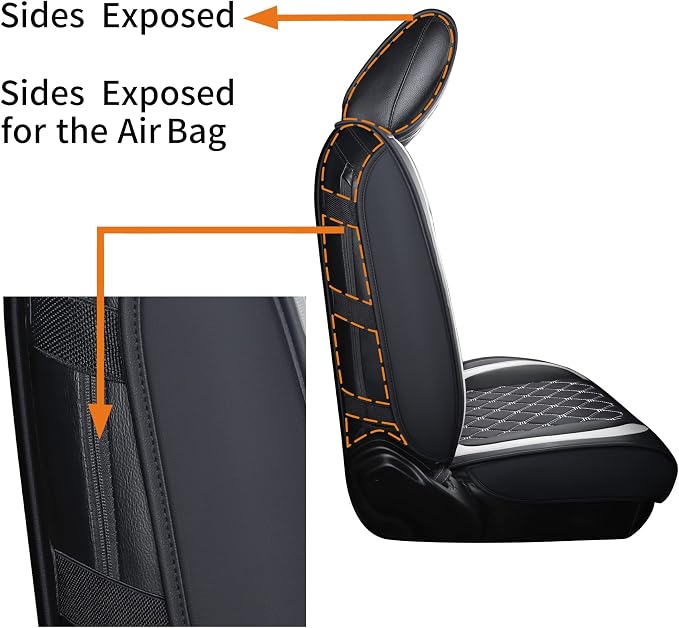 Aierxuan Wrangler JK JL Front Seat Covers Custom Fit 2/4 Door 2007-2026 Unlimited Rubicon 392 Sahara Willys Sport High Altitude Truck Pickup Waterproof Leather Cushions, Black-White
