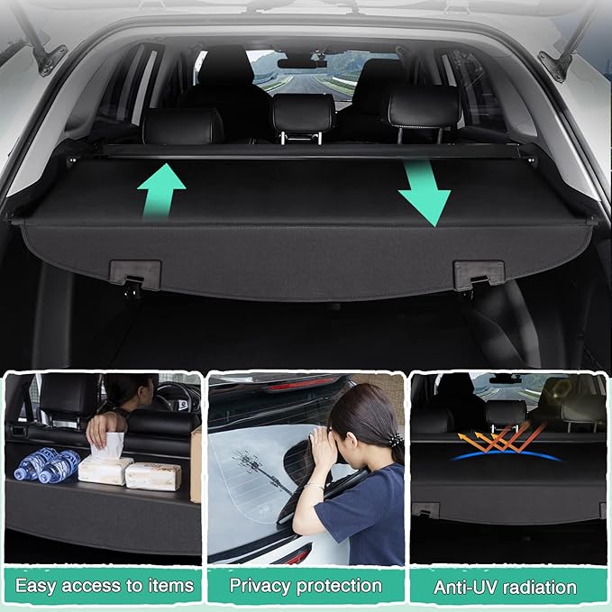 Powerty Cargo Cover for 2013-2016 Mazda CX-5 Trunk Security Cover Retractable Shielding Shade CX5 Accessories Rear Trunk Cover No Gap