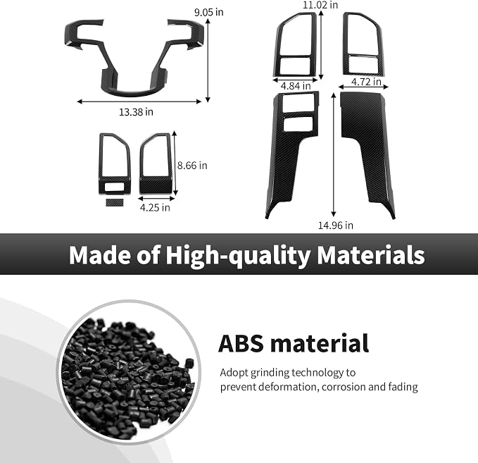8PCS Carbon Fiber Interior Trim Kits Fit for 2015-2020 Ford F150 Interior Decor Accessories Central Control Dashboard Left & Right Air Vent Steering Button Frame Panel