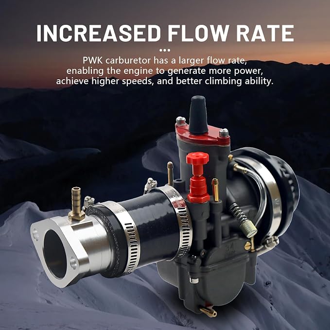 Performance PWK34 Carburetor Intake Manifold Kit for Predator 420cc 301cc GX390 GX340 GX270 Engine 11Hp 13Hp Mini Bike Go Kart Cart Lawnmower Water Pump Pressure Washer Parts Silver