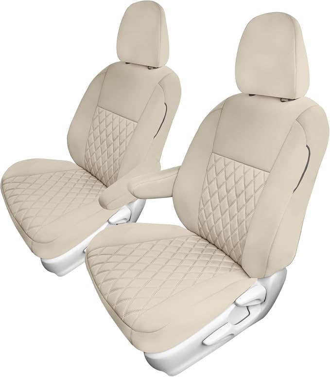 FH Group Custom Fit Car Seat Covers Specifically Made for 2011-2020 Toyota Sienna 7-8 Seater with Ultraflex Neoprene Water Resistant Automotive Seat Covers - Front Set Solid Beige