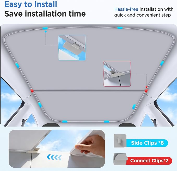 2026 Upgrade Sunshade Roof For Tesla Model Y 2020-2024 [No-Gap/Sag-Free] Heat Insulation Glass Roof Sunshade Sunroof for Tesla Model Y Accessories 2024 2023 2022 2021 2020 Beige