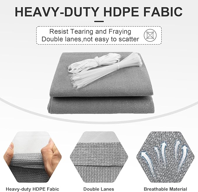 Cool Area Sun Shade Cloth with Grommets 3×14 FT Shade Panel Shade Tarp Screen Fabic for Outdoor Patio Pergola Cover Deck Garden, Silver Grey (Customized)