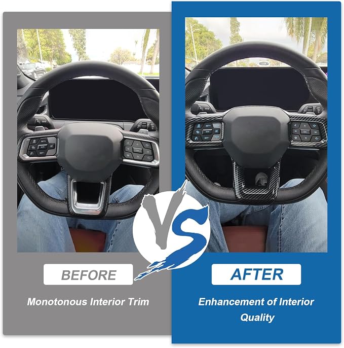 Carbon Fiber Steering Wheel Cover Compatible with Ford Mustang 2024 2025