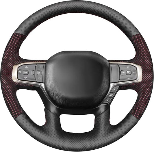 MEWANT Hand-Stitched Steering Wheel Cover Wrap for Dodge Ram 1500 2019-2023 Steering Wheel Accessories for Dodge Ram(Backsides Without Buttons)