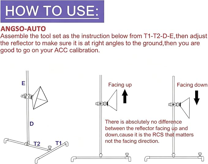 ADAS Calibration Professional Tool Kit with Radar Aiming Corner Reflector Target Include Stand Marked with 0-30cm Scale- Compatible with Honda, Toyota, Mazda, Kia, Ford, GM and Hyundai
