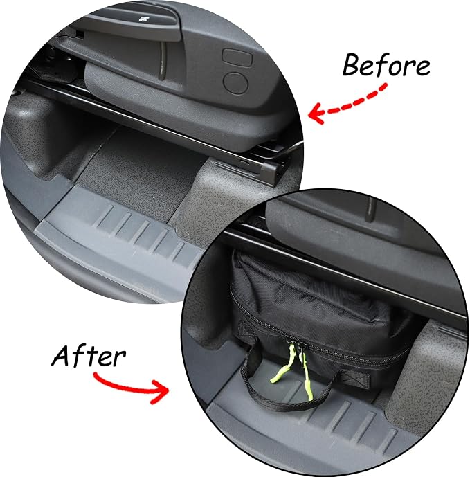 Under seat Storage Bag for Ineos Grenadier 2020-2025 Accessories Oxford Cloth Tool Organizer Box Under Front Seat, Underseat Hidden Bag Organizer Tray Drawer Bin with Anti-slip Handle (Black1)