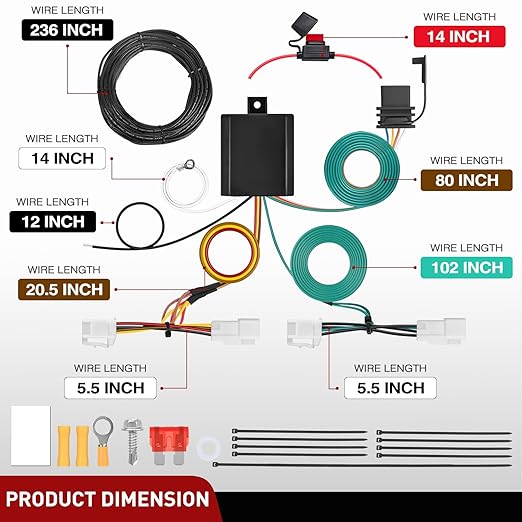 Nilight 4 Pin Trailer Wiring Harness Kit 56434 Vehicle Standard 4 Way Connector Custom for 2019 2020 2021 2022 2023 2024 2025 Mitsubishi Outlander PHEV Toyota RAV4 RAV4 Prime Tow Hitch Accessories