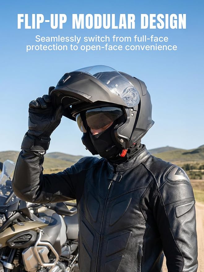 OUMURS Modular Motorcycle Helmets Full Face Flip up Street Bike Motorcycle Helmet for Unisex Adult Model 912