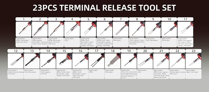 23-Piece Universal Terminal Release Kit Electrical Terminal Removal for American Domestic and Imported Vehicles