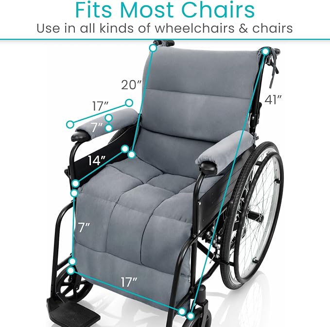 Vive Wheelchair Seat Cushion - Comfortable Back Pressure, Pain Relief - for Desk, Office, Car, Gaming Chair - Large, Soft Non-Slip Pillow for Coccyx - Folding Lower Tailbone Support
