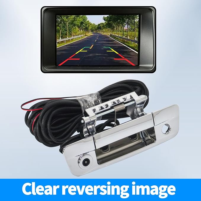 Tailgate Latch Door Handle Rear View Back Up Camera Compatible with Dodge Ram 1500 2500 3500 Tailgate Handle Rear Backup Camera Kit