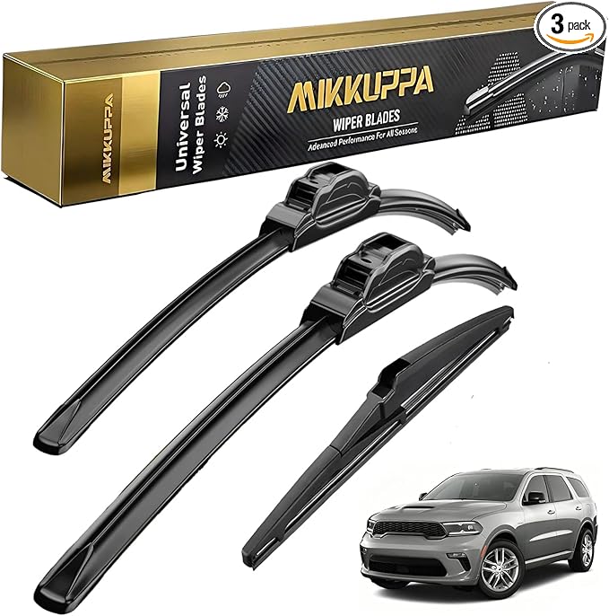 MIKKUPPA 22"+21"+12" Windshield Wiper Kit - Replacement for 2011-2023 Dodge Durango, 2011-2013 Jeep Grand Cherokee - U/J Hook All Season Wiper Blades, Pack of 3