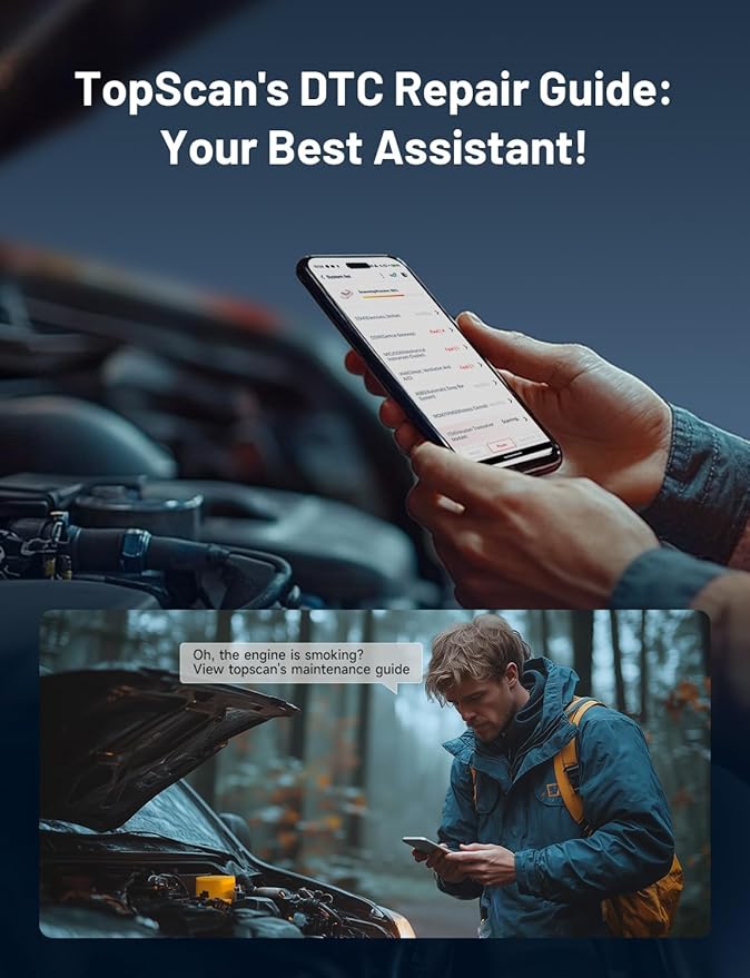 TOPDON TopScan Lite OBD2 Scanner Bluetooth, Bi-Directional Scanner Wireless All System Diagnostic Tool for iOS & Android, 8+ Hot Reset, Repair Guides, Check Engine Car Code Reader, Performance Test