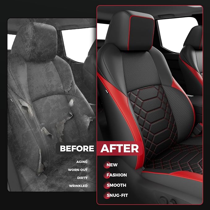FREESOO Tacoma Car Seat Covers Fit for Toyota Tacoma 4th Gen 2024 2025 2026 Double Cab SR, SR5, Limited, TRD Sport/Off-Road,Trailhunter Full Covered (5 Seats/BlackRed)
