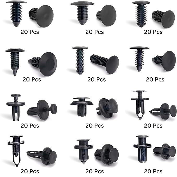 NEIKO 50550A Retainer Clips Assortment, 245pc Automotive Fasteners, Car Bumper Clip for Fender Liner, Door Panel Plastic Clips, Plastic Rivets, Trim Removal Pry Bar Tool, GM, Toyota, Ford, Honda