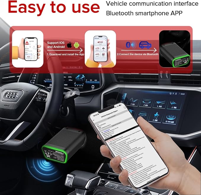 LAUNCH AIOBD Bluetooth OBD2 Scanner, Free Engine Diagnostics, Optional Subscription for Full System & Reset Functions, AI Code Explain, Cost Estimate, iOS Android, 1996+ OBDII Cars