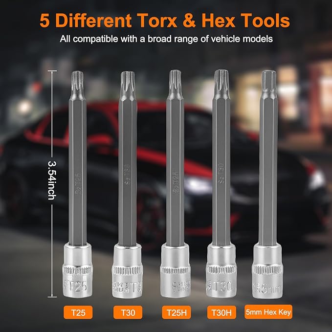 12-Piece Airbag Removal Tool Kit, Professional Airbag Disassembly Wrench Set with Torx Bits & Pry Tools, Heavy-Duty Steel Airbag Removal Tool Set for Auto Repair & Garage Maintenance