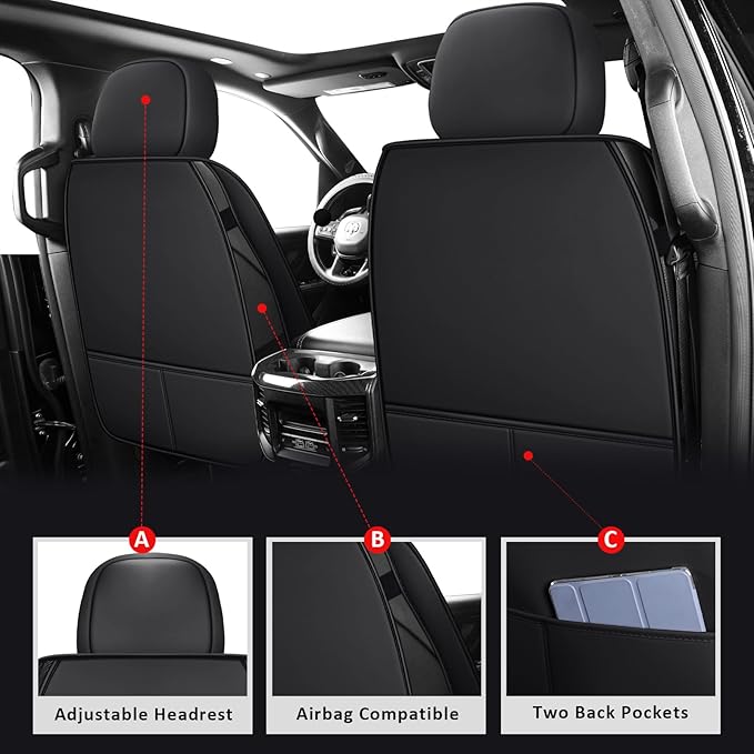 MIROZO Silverado Seat Covers,Truck Seat Covers Compatible with 2007-2013 and 2019-2026 Chevy Silverado GMC Sierra 1500 2500HD 3500HD Pickup Seat Cover Truck Accessories(Red,Full Set)