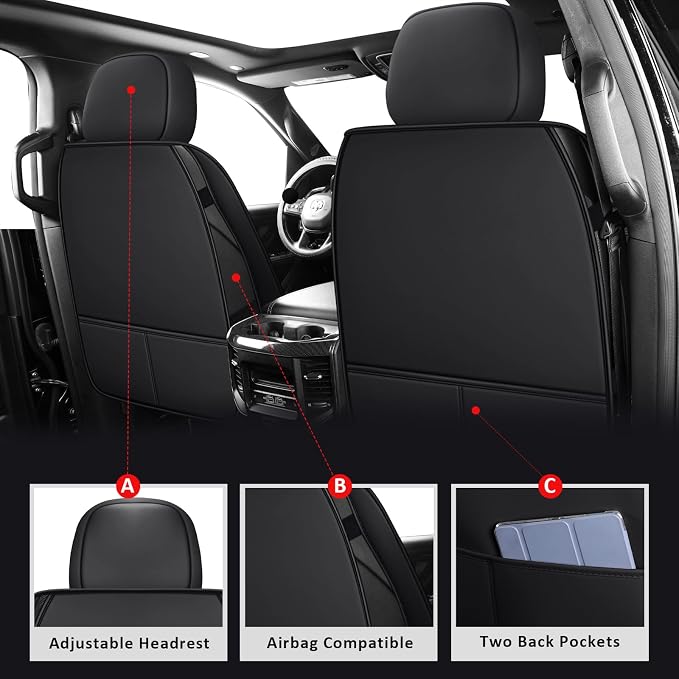 MIROZO Car Seat Covers for Chevy Silverado GMC Sierra,Truck Seat Covers Leather Seat Protector Fits for 2007-2013 and 2019-2026 Chevy Silverado GMC Sierra 1500 2500HD 3500HD (Blue,Full Set)