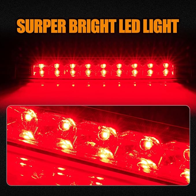 Third 3rd Brake Light LED for 2013-2018 Toyota Rav4, High Mount Rear Brake Lights Assembly for 2010-2019 Lexus GX460, Waterproof Center Cab Lamp Stop Light (Red)