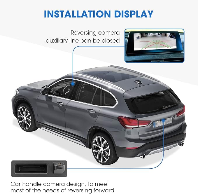 Tailgate Handle Backup Camera for BMW F Series | F10 F11 F25 F26 F30 F48 1-5 Series X1 X3 X4 X5 X6, CIC & NBT Systems, OEM Style Rear View Reversing Camera
