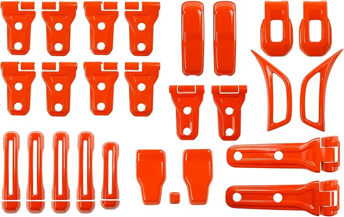 Barong for Jeep Wrangler JL JLU 2018-2025 Accessories Exterior Decoration Door Hinge Handle Engine Hood Hinge Hood Latch Wheel Eyebrow Side Air Outlet Rear Window Hinge Cover 26PCS Full Set(Orange)