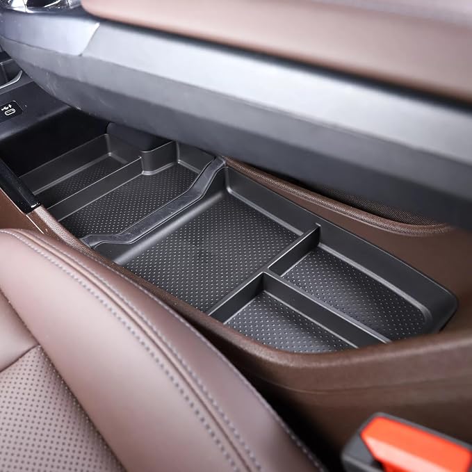 Compatible with BMW X1 U11 Auto Center Armrest Console Organizer Holder + Lower Console Organizer Tray Organizer Cover Trim Storage Box Container Box TPE for BMW X1 U11 2023-2025