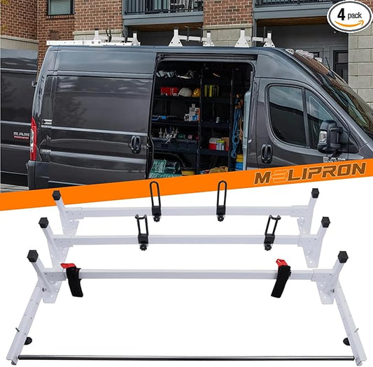 MELIPRON Van Roof Ladder Rack with Rear Roller Fits for 2013-2025 RAM ProMaster, Steel Cargo Van Rack with Anti-Rust Coating, Ideal for Transporting Ladders, Pipes