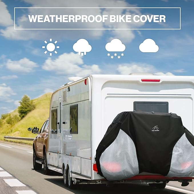 TeamObsidian Bike Cover - Outdoor Storage, Bicycle Transportation or Travel - Waterproof eBike Protection - For 1 to 3 Bikes - Heavy Duty Ripstop 600D Oxford Material - Transparent