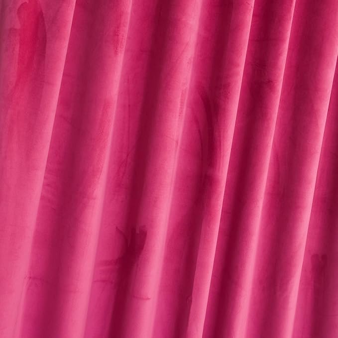 Roslynwood Luxury Soft Berry Velvet Curtains 90 inches Long Back Tab Thermal Insulated Blackout Window Drapes for Living Room/Bedroom/Dining Room, W52 x L90, 2 Panels