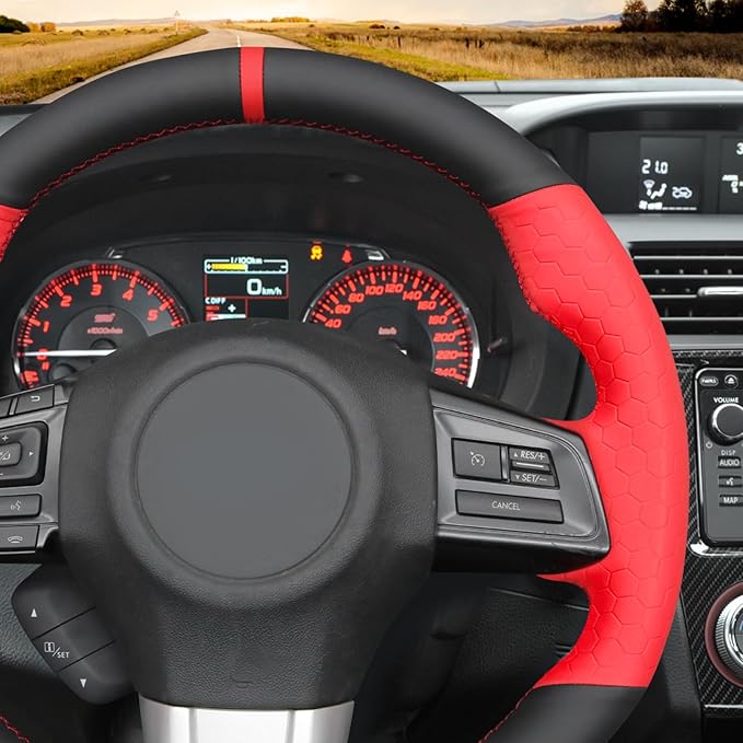 MEWANT Hand Stitch Steering Wheel Cover Wrap for Subaru WRX 2015-2021 / WRX STI 2015-2021 Steering Wheel Accessories for Subaru WRX