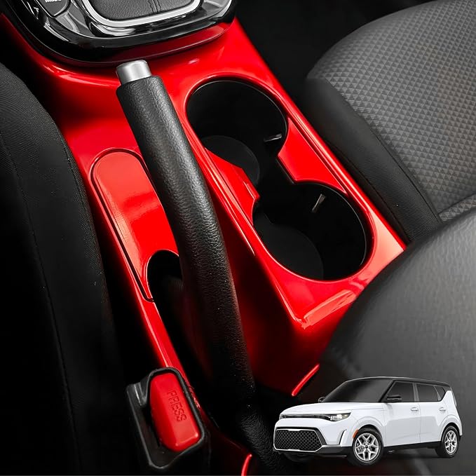 YOUTOOCAR Water Cup Holder Trim Cover Compatible with Kia Soul 2020-2026 Accessories (Red)