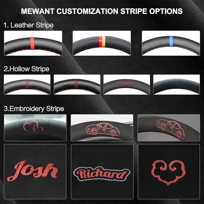 MEWANT for Camaro Steering Wheel Cover 2016-2024 Hand-Stitched for Chevy Camaro Car Steering Wheel Wrap
