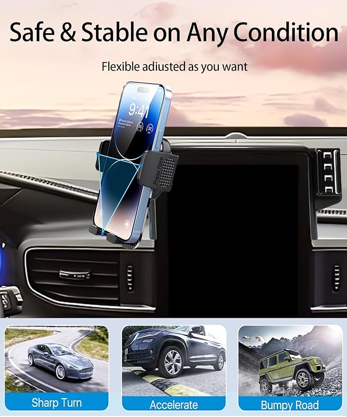 Car Phone Holder for Ford Explorer 2020 2021 2022 2023 2024 Accessories 10.1 Inch Screen Fixed Clip Cell Phone Mount Hands-Free 360 Degree Rotation