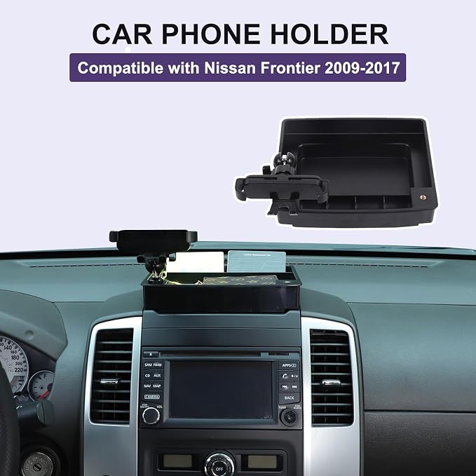 Dash Organizer Tray with Phone Holder Compatible with Nissan Frontier 2009-2017,ABS Car Dashboard Storage Box Organizer Holder Tray Mobile Phone Mount Interior Accessories (Style-C)