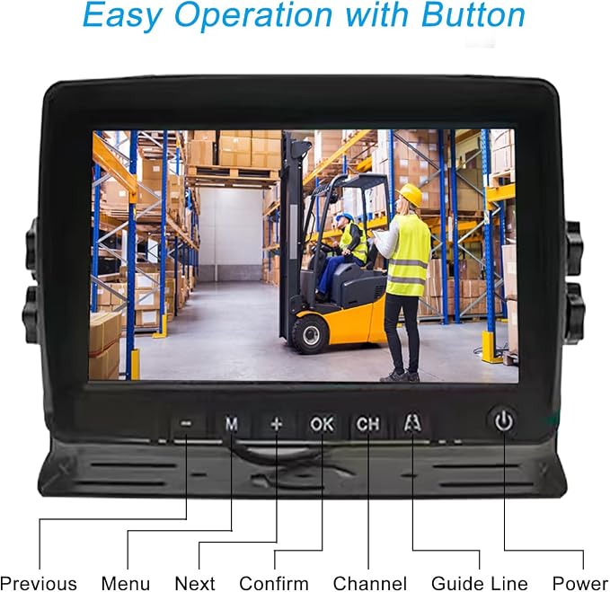 Magnetic Forklift Wireless Backup Cameras with 7 inch Screen Monitor Stable Digital Signal Back Up Camera Wireless with Rear View Camera and Battery Solar Charging