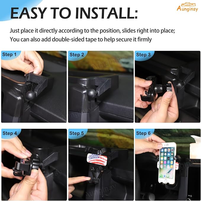 Car Center Console Dash Storage Tray With Phone Holder Compatible with Toyota Tacoma 2026 2025 2024, Dashboard Organizer Tray Mobile Phone Mount Storage Box Insert Accessories, Only Fit 8-inch Screen