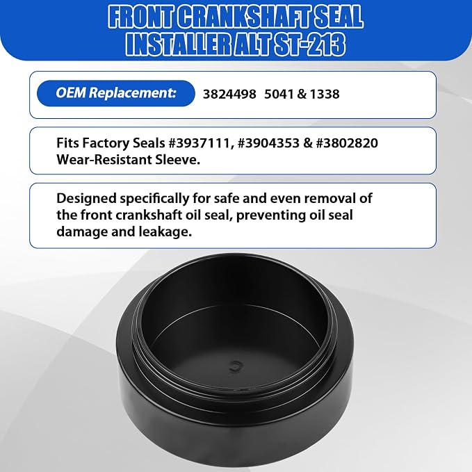 Front & Rear Crankshaft Seal Installer Remover Tool Set Compatible with 1989-2016 Cummins 3.9L 5.9L 6.7L, with Wear Sleeve Installer Tool Set, Replaces #3824498 1338 3824500 5046 3164660 2063800090