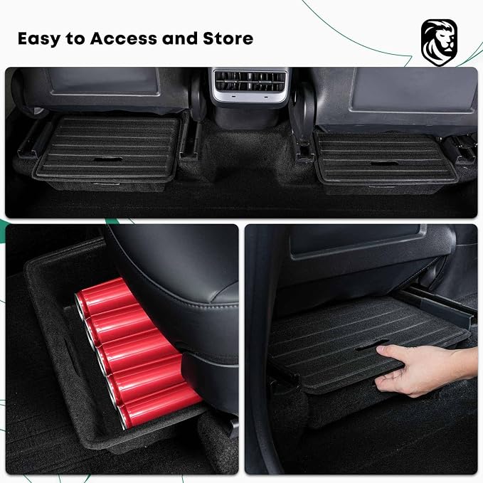 YHTAUTO Under Seat Storage Box with Lid Fit for Tesla Model Y 2020-2024, Underseat Hidden Tray Organizer Tray 5 Seater Model Y Organizer Accessories, 2 PCS