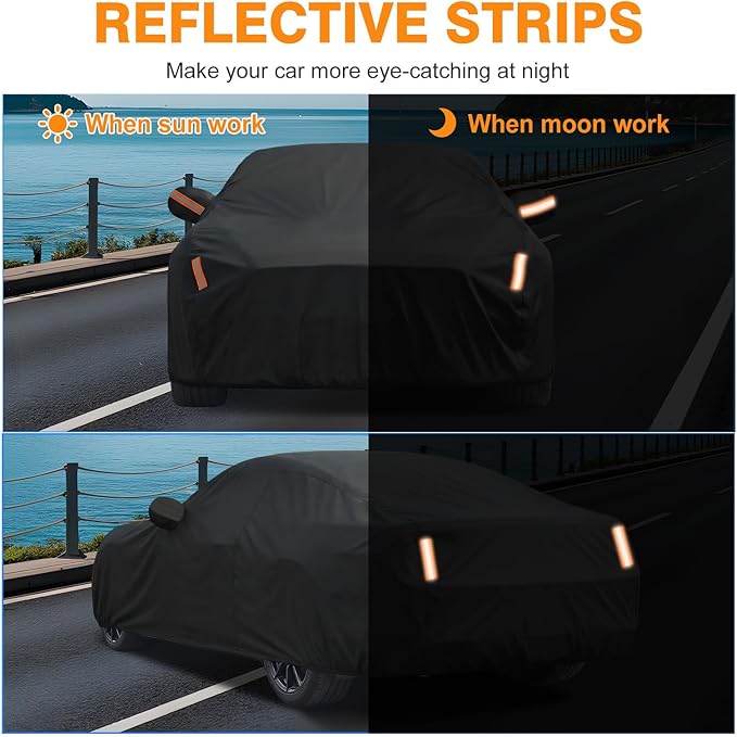 Car Cover Custom Fit for Ford Mustang 1994-2026, Outdoor Waterproof All Weather Heavy Duty Full Exterior GT Cover for Sun Rain Snow UV Dust Protection with Door Zipper