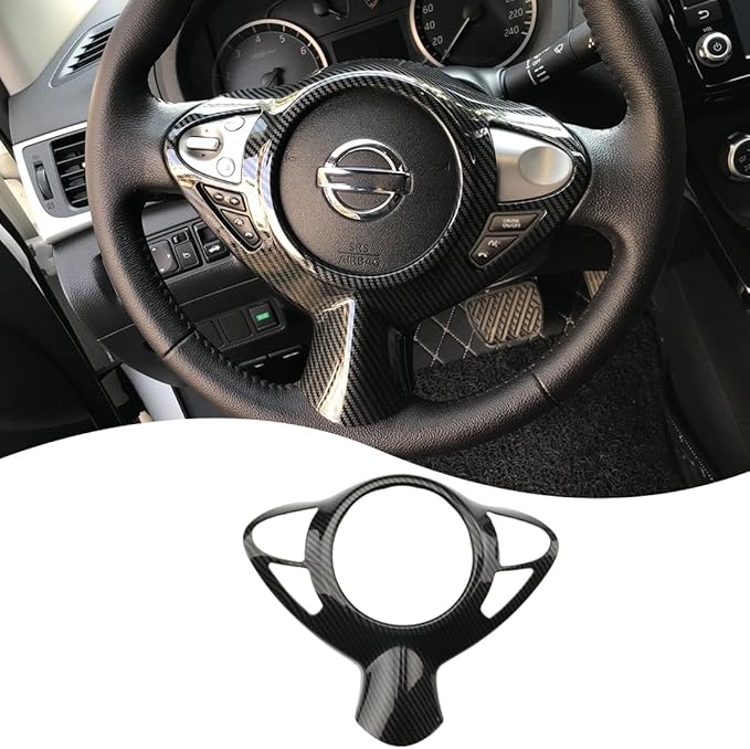 MUXEE Steering Wheel Button Frame,for Nissan Sentra 2016 2017 2018 2019 - ABS Carbon Fiber Sport Steering Wheel Frame Cover Steering Wheel Button Wrap Accessories
