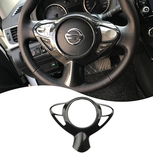 MUXEE Steering Wheel Button Frame,for Nissan Sentra 2016 2017 2018 2019 - ABS Carbon Fiber Sport Steering Wheel Frame Cover Steering Wheel Button Wrap Accessories
